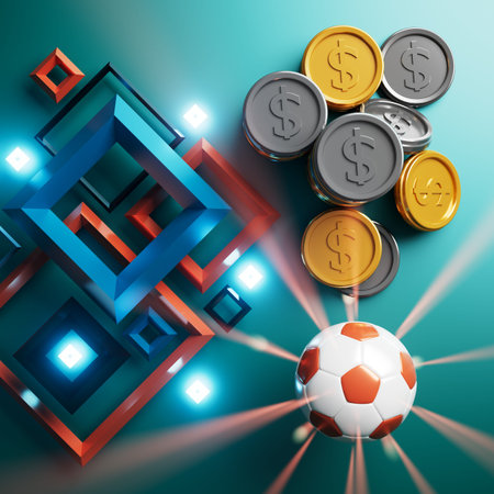 football with money coin concept. casino soccer game. bet gambling 3D render. 3D illustration....
