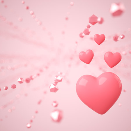 valentine day 3D illustration. red design background. celebration decoration love art. happy colour ideas. invitation card. pastel greeting holiday. cute heart gift craft. romantic abstract emotion.の写真素材