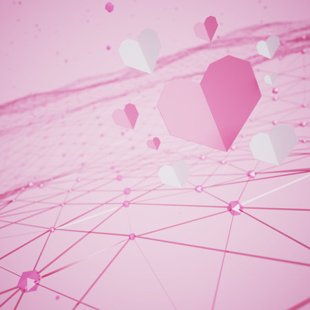 valentine day 3D illustration. red design background. celebration decoration love art. happy colour ideas. invitation card. pastel greeting holiday. cute heart gift craft. romantic abstract emotion.の写真素材