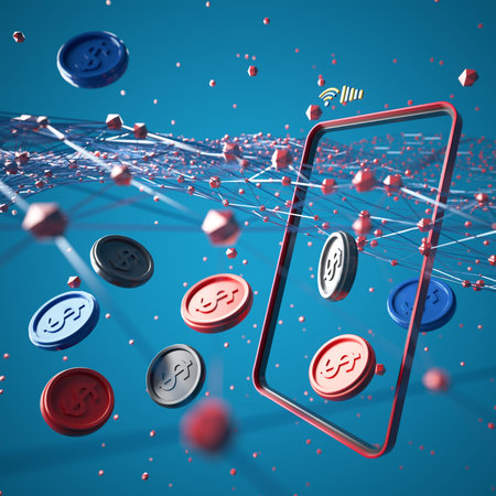 business technology digital 3D concept. coin money design. 3D illustration. finance commerce economy...