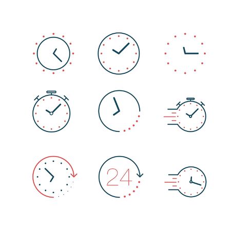 Icon set of clocks showing time passingのイラスト素材