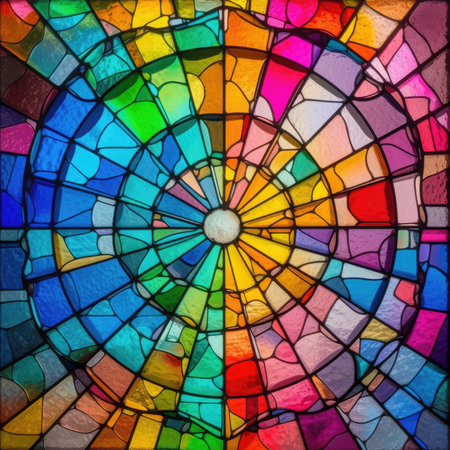 Colorful stained glass window. Abstract background for design and decoration.の素材