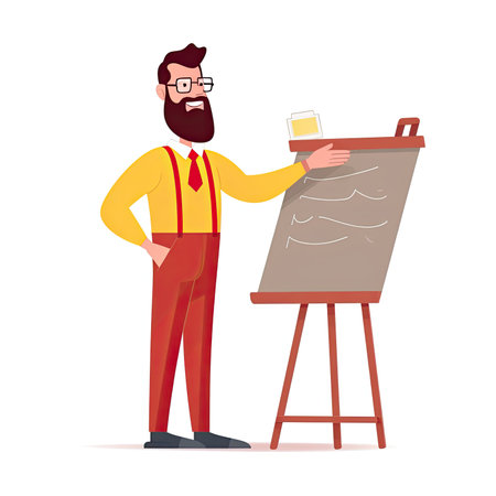Teacher with a glass of beer in his hands. vector illustration.の素材