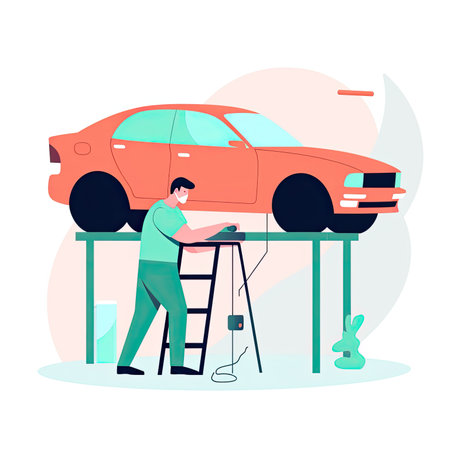 Car service vector concept for banner, website design or landing web pageの素材