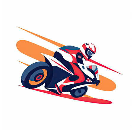 Motorcycle rider on a race. Vector illustration on a white background.の素材