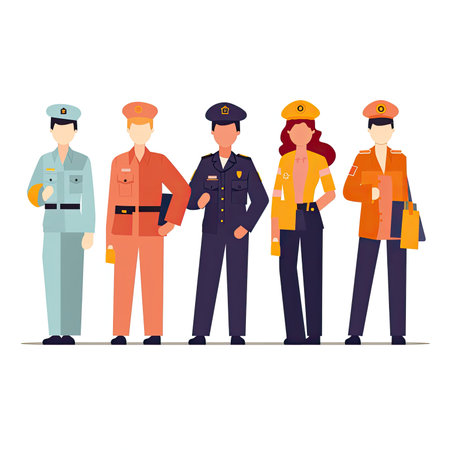 Police officers in uniform. Policeman, policeman, policewoman, police officer. vector illustrationの素材