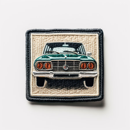 Vintage car label on white background. retro car label on white backgroundの素材