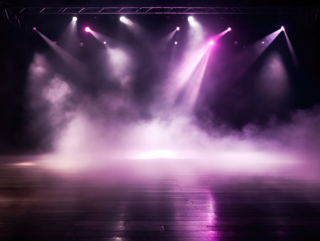 Stage Spotlight with Laser rays and smoke, Stage lighting, Stage backgroundの素材