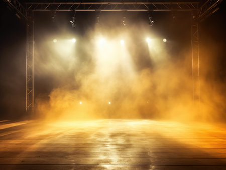 Stage Spotlight with smoke and spotlights. Stage Spotlight with smoke and spotlightsの素材