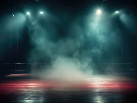 Stage Spotlight with smoke, Stage Spotlight on a Stage, Stage Backgroundの素材