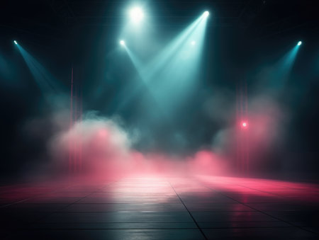 Empty stage with floodlights and smoke, Stage Spotlight background, Stage Backgroundの素材