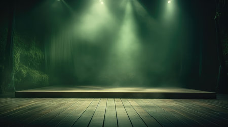 Stage Spotlight with Wooden Floor, Stage Podium Scene, Stage Spotlight Backgroundの素材