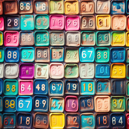Colorful alphabet blocks background. Colorful numbers background, colorful rainbow palette background patternの素材