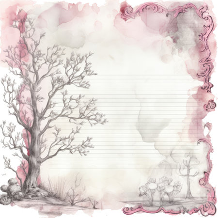 Grunge floral background with space for text. Watercolor hand drawn illustration, Pastel Retro Seamless Patternの素材