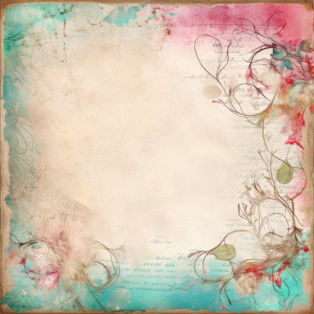 Old grunge paper background with floral pattern and space for your text, Pastel Retro Seamless Patternの素材