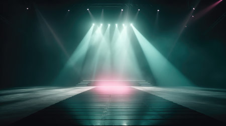 Stage Spotlight with Stage Background, Stage Background, Stage Spotlight on a Stage, , Empty Stage Background, fog, photo mockupの素材