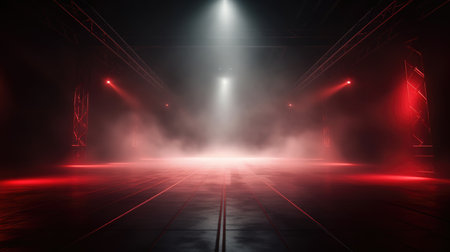 Light effect, blurred background. Wet asphalt, night view of the city, neon reflections on the concrete floor studio, Empty Stage Background, fog, photo mockupの素材