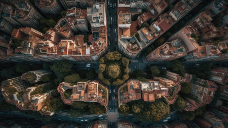 Aerial view of the streets of the city. 3d renderingの素材