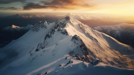 Beautiful mountain landscape at sunset. Caucasus Mountains, Georgia, region Gudauri.の素材