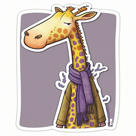 cartoon giraffe with scarf on white background. vector illustration. Cute vector tshirt illustration, print, stickerの素材