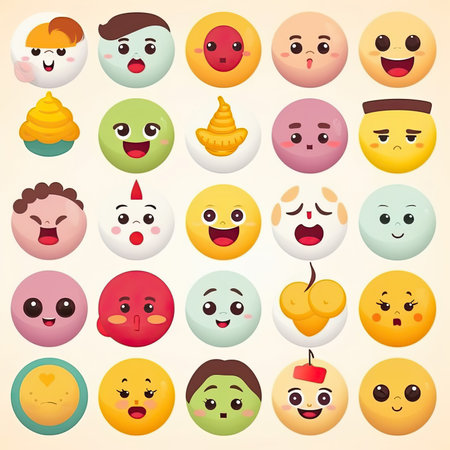 emoticons set. Collection of emoticons. vector illustration. Cute vector tshirt illustration, print, stickerの素材