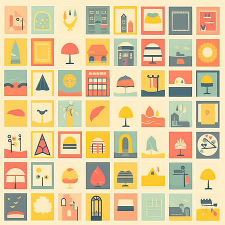 Set of flat icons on the theme of interior design. vector illustration. Vector clipart collection, scrapbookingの素材
