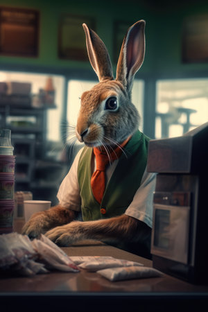 Easter bunny in a vet clinic, animal health care concept.の素材