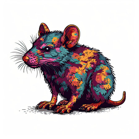 Vector image of a mouse on a white background. vector illustration.の素材