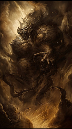 Fantasy dragon in the fire. Fantasy illustration. digital painting.の素材