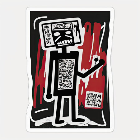 graffiti icon. Hand drawn illustration of graffiti icon for web design. Vector illustration, painting by Basquiat, graffity, sticker, neo-expressionist.の素材