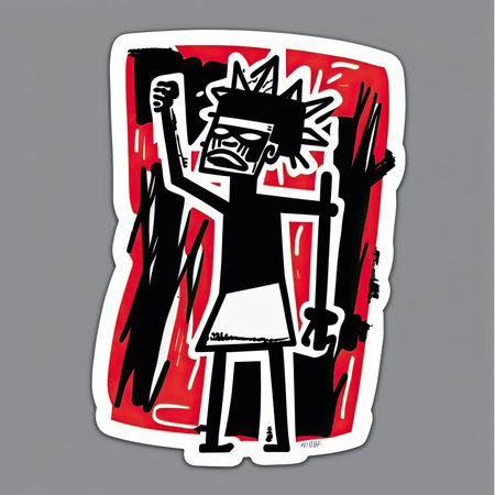 Hand drawn vector illustration or drawing of a punk rock band. grunge style. Vector illustration, painting by Basquiat, graffity, sticker, neo-expressionist.の素材