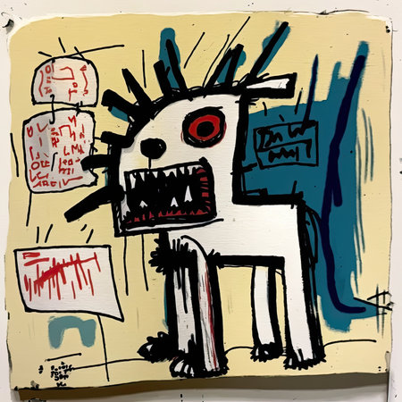 Illustration of a monster in a graffiti style, vector illustration Vector illustration, painting by Basquiat, graffity, sticker, neo-expressionist.の素材