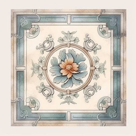 Vintage baroque background with floral ornament. Vector illustration, ancient ornament pattern, handmadeの素材