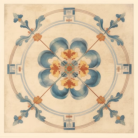 Vintage azulejos, portuguese azulejo tiles. , ancient ornament pattern, handmadeの素材