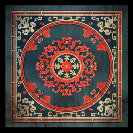 vintage ornate card. Template frame design for greeting card, ancient ornament pattern, handmade, embroidered on fabricの素材