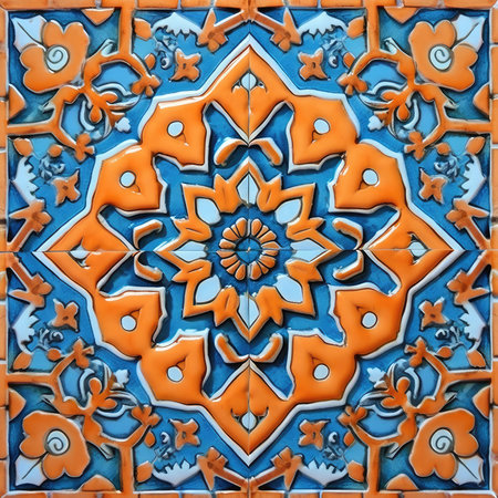 Azulejos, portuguese azulejos tiles, ancient ornament pattern, handmadeの素材