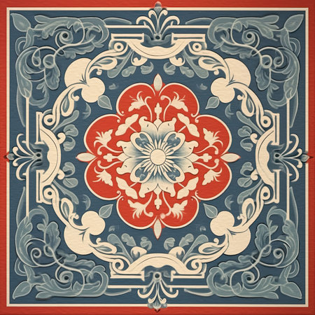 Vintage floral patterned background in the style of Baroque, ancient ornament pattern, handmadeの素材