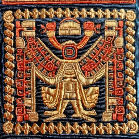 Details of the applications in Anatolia craftsman embroidery, ancient ornament pattern, handmade, embroidered on fabricの素材