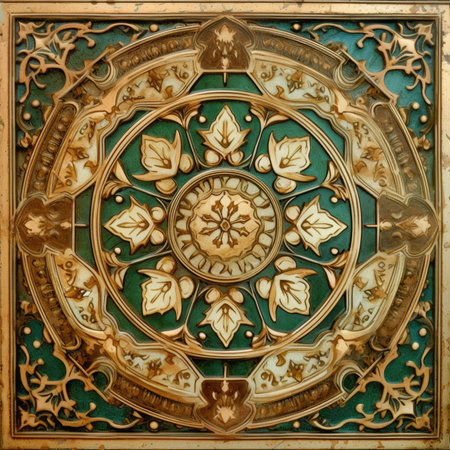 Ottoman art example of Mother of Pearl inlays from Istanbul, ancient ornament pattern, handmadeの素材