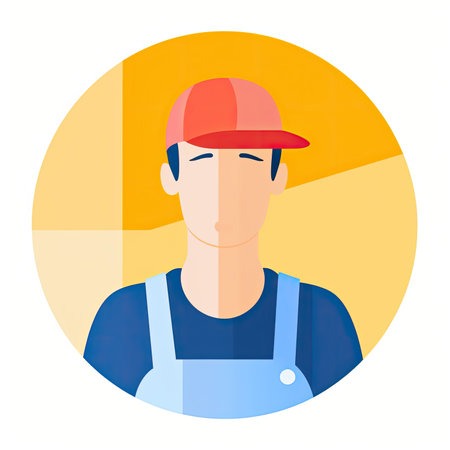 Worker in a cap. Vector illustration in a flat style. Vector illustration in flat style, website clipart artの素材
