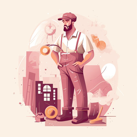 Repairman worker. Repairman in uniform. vector illustration. Vector illustration in a flat style, website clipartの素材