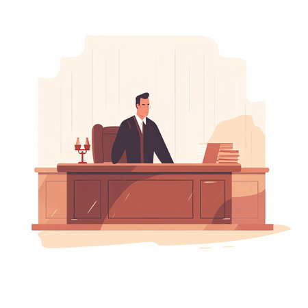 businessman sitting at the desk in office. Vector illustration in flat style. Vector illustration in a flat style, website clipartの素材