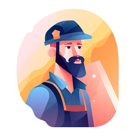 Portrait of a miner in uniform. Portrait of a miner. vector illustration. Vector illustration in a flat style, clipart website artの素材