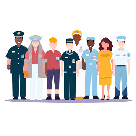People of different professions and professions vector illustration. flat cartoon style. Vector illustration in a flat style, clipart website artの素材