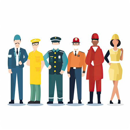 People of different professions on a white background. Vector illustration in flat style. Vector illustration in a flat style, clipart website artの素材