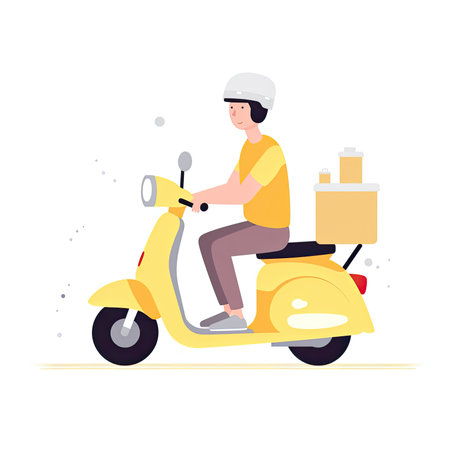 Courier on scooter. delivery service. Vector illustration in flat style. Vector illustration in a flat style. Vector illustration in a flat style, clipart website artの素材