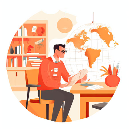 Businessman working at home office. Vector illustration in flat style. Vector illustration in a flat style, clipart website artの素材