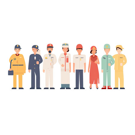 People of different professions flat vector illustration isolated on white background. Group of male and female workers of different professions. vector illustrationの素材