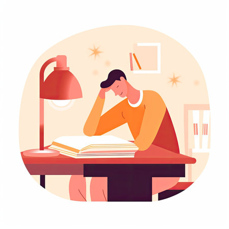 Tired and sleepy woman at home. Vector illustration in flat style. Vector illustration in a flat styleの素材
