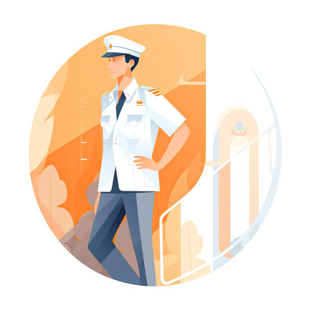 Sailor in uniform. Vector illustration in a flat style. Vector illustration in a flat styleの素材